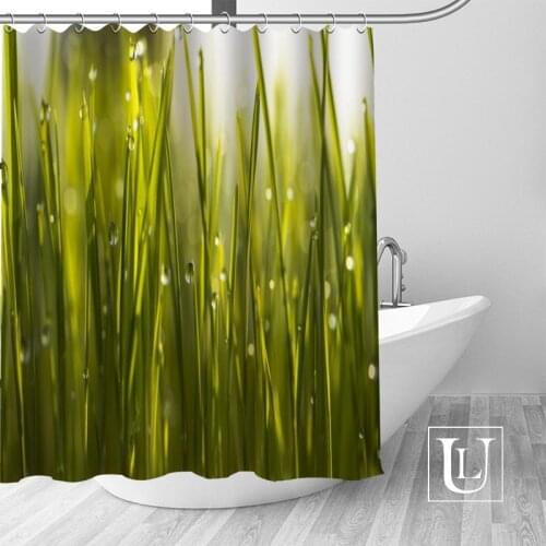 Hot Custom Green Grass Shower Curtains Polyester Bathroom Curtains With Hook Bath Curtain Bathroom Decor