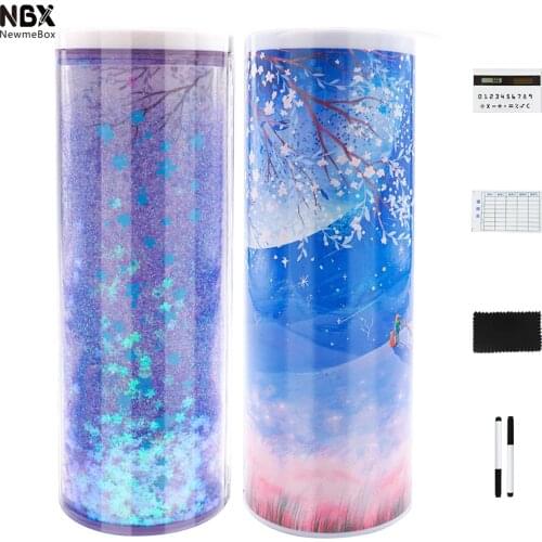NBX Pencil Cases Multifunctional Standing Quicksand Pencil Case Organizer Double Layer with Mirror Erasable Notepad Calculator