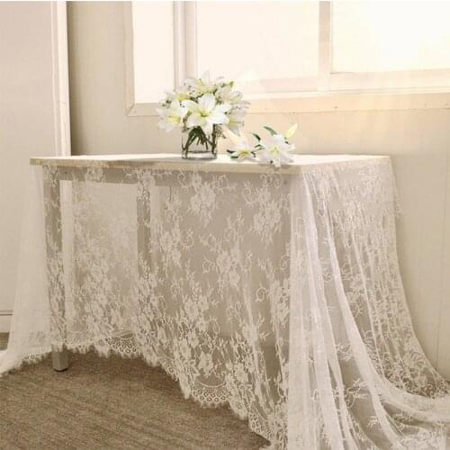 New White Lace Wedding Table Cover Retro Embroidered Lace Flower Tablecloth For Romantic Wedding Party Home Decorations