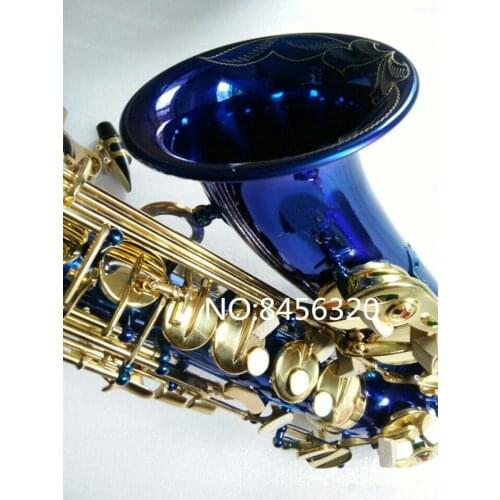 New Arrival quality Eb Tune Alto Saxophone Brass Blue Sax Musical Instrument Gold key Sax With Case Mouthpiece Free Shipping
