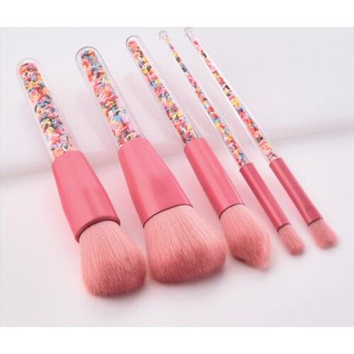 New 5pcs Candy Unicorn Crystal Makeup Brushes Set Make Up Tools Foundation Powder Blusher Highlighter Eyeshadow Blending Brush