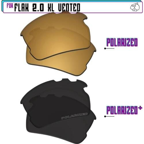 EZReplace Polarized Replacement Lenses for - Oakley Flak 2.0 XL Vented Sunglasses - BlackPPlus-GunmetalP