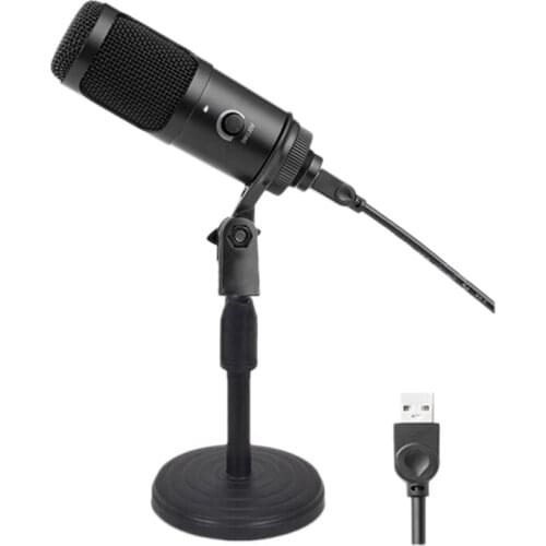 Top USB Microphone Plug and Play LED Indicator Volume Adjustment Professional Studio Microphone for PC Laptop Mac Windows