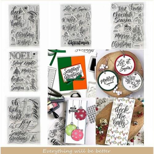 Christmas Snow Noel Merry Tree Joy Alphabet Sentence Words Snowman Clear Silicone Stamps Make Cards Template New Stamp Craft Hot