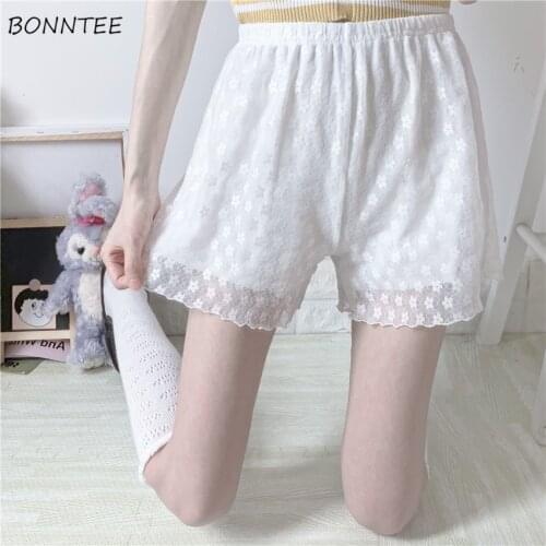 Shorts Women Ins Chic Elastic Waist All-match Simple Floral Design Summer Basic Ladies Clothing Popular Casual Preppy Girls 2021