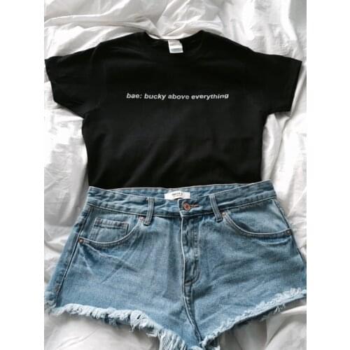 Sugarbaby Bae: buck above everything T-Shirt Sebastian Stan Bucky Barnes unisex fashion tumblr t shirt Drop ship High quality