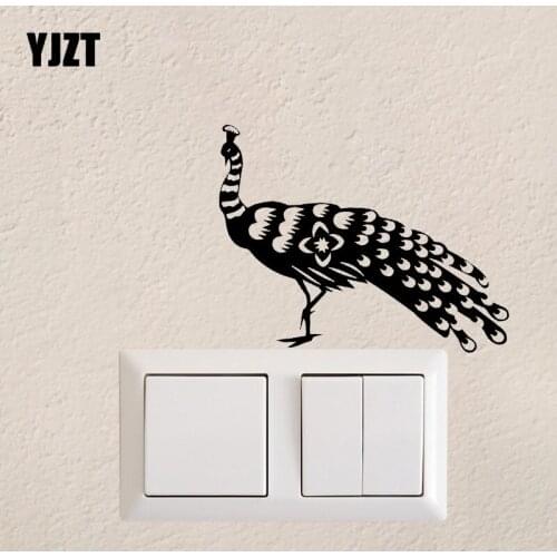 YJZT Standing Peacock Living Room Decor Vinyl Decal Wall Switch Sticker Creative Animal S19-0377