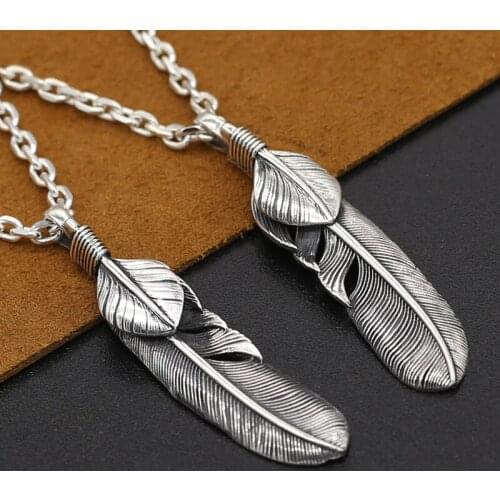 S925 Sterling Silver Jewelry Retro Thai Silver Personality Takahashi Goro Handmade Eagle Big Feather Male And Female Pendants