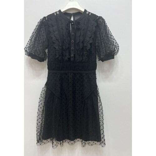 Women brand new high quality tassels dress 2019 Fall runways three quarter sleeves slim fit vintage dress A805