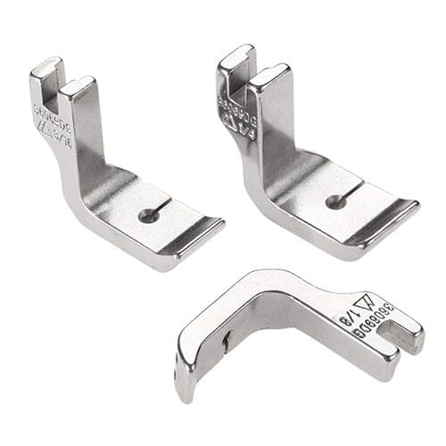 1/8" 3/16" 1/4" Double Piping Foot for Industrial Single Needle Sewing Machines Steel Welt Cord Foot/1 set Silver