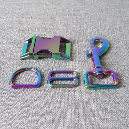 1 Set 25mm DIY Dog Collar Metal D Ring Buckle Hardware Webbing Slider Loop Straps Adjuster Clasp Pet Leads Clip Hook Accessory