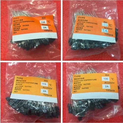 100pcs RH 130C RH 130Degree RH 130 Thermal Fuse RH temperature fuse 2A 250V fan motor thermal fuse