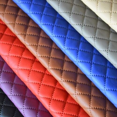 140*100cm furniture PU leather perforated embossing plaid fabric car interior roof fabric plaid car seat cushion fabric 3mm