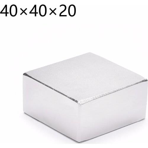 2pcs Free shipping 40*40*20 Strong Rare Earth Neodymium Magnets 40X40X20 MM Block Permanent Magnet 40mm*40mm*20mm (39*39*19)
