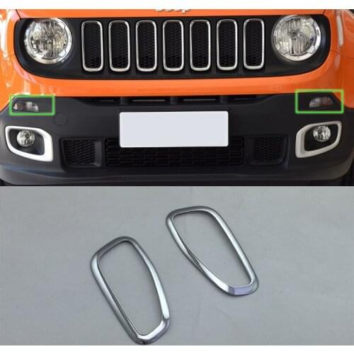 2016 ABS Chrome Front reflector trim 2pcs Car Styling Accessories For JEEP 2016 Renegade
