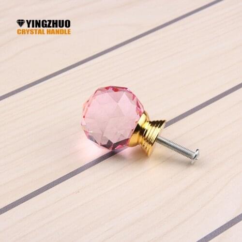 30mm Multicolor Choices Door Drawer Pull Handle Diamond Wardrobe Knobs Crystal Glass Alloy Cabinet Drop Furniture Screw