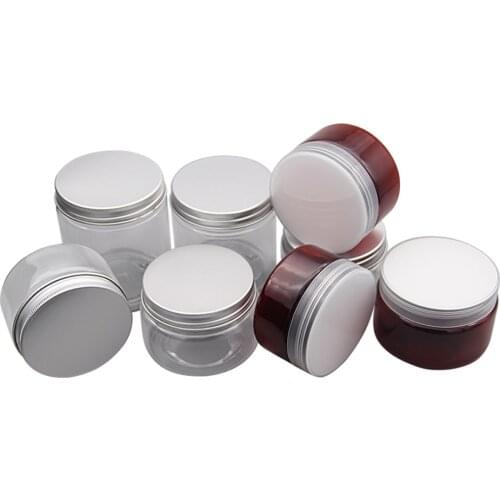 5pcs 100g 120g 150g 200g 250g Plastic Clear Brown Empty Makeup Jar DIY Travel Cosmetic Portable Container
