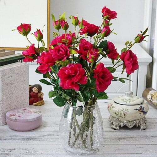 6 Heads Ice and snow rose flower silk artificial flowers home decoration wedding photography decoration fleur artificielle