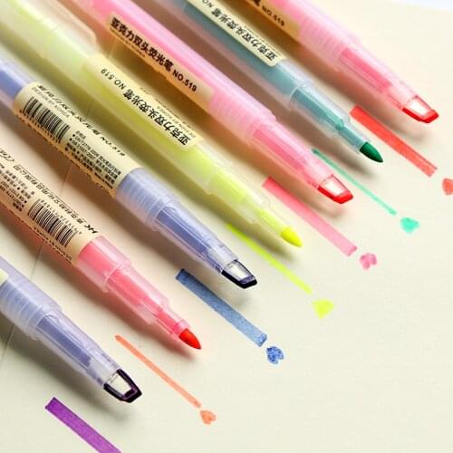 8Pcs/lot Kawaii Highlighter Pens Cute Double Side Fluorescent Marker Pen Stationery Office Accessories School Highlighter