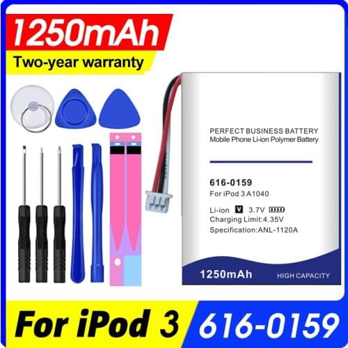 1250mAh 616-0159 Battery for iPod 3 3G 3rd Generation A1040 High Quality Mobile Phone Replacement Accumulator