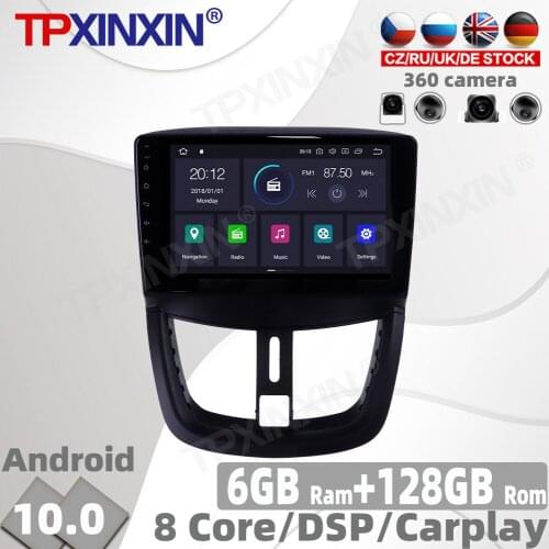 128GB Android 10 For Peugeot 207 2006 - 2015 Car Radio Multimedia Video Player Navigation GPS Accessories Auto 2 din 2din no DVD