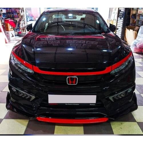 For Honda Civic Sedan FC5 2015-2018 car front bumper 4 pcs red lip Splitter diffuser spoiler bumpers protective