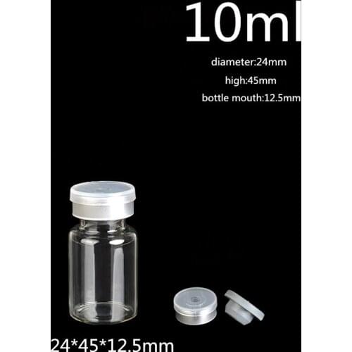 Free Shipping 2000Pcs/lot diameter 24mm 10ml 12ml 15ml Clear Injection Glass Vial With Flip Off Cap, 1/3oz Glass Bottles