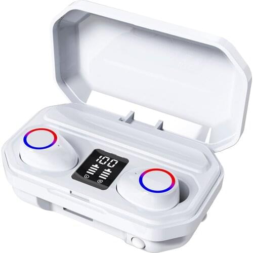 2021 TWS BT 5.0 Wireless Stereo Earphones Touch Control Deep Bass Sports Headset Noise Reduction with Mic Flashlight Function