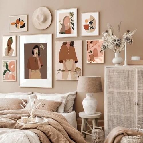 Boho Abstract Fashion Girl Tropical Fruit Wall Art Canvas Painting Nordic Posters And Prints Wall Pictures For Living Room Decor