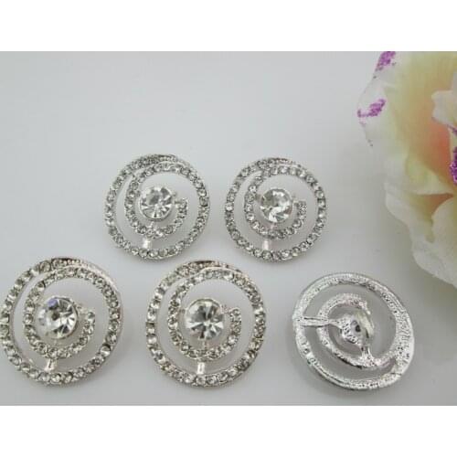 BT58 25mm)5pcs Large Metal Clear Crystal Wedding Rhinestone Button Shank For Crafts