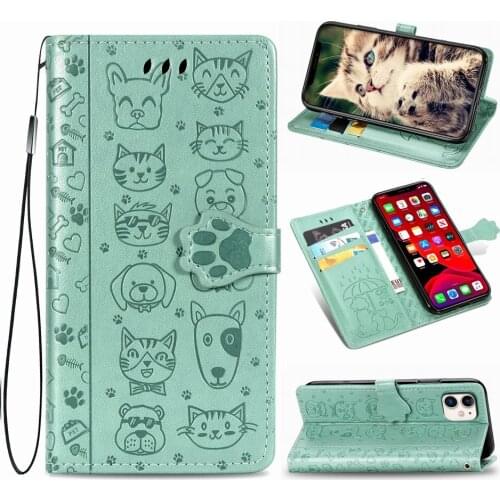 Kids Holster Cat Dog Flip Phone Wallet For Huawei P Smart Z P Smart Plus 2019 Solid Color Card Pocket Stand Case Holster V05F