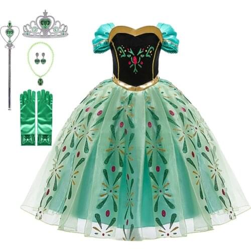 Frozen 2 Anna Dress for Girl Cosplay Snow Queen Princess Costume Child Birthday Carnival Fancy Party Dress Kid Halloween Clothes
