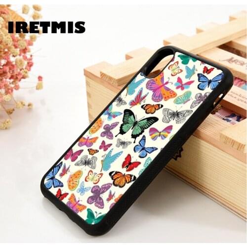Iretmis 5 5S SE 6 6S TPU Silicone Rubber phone case cover for iPhone 7 8 plus X Xs 11 Pro Max XR Colorful Butterflies