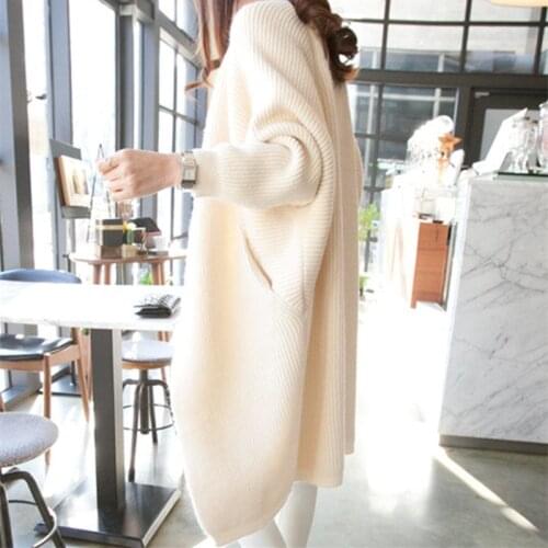 Mid-length Cardigan Sweater, Loose Version, Bat-sleeved Sweater, Outer Spring And Autumn 2021 New Autumn Knitted Outerwear