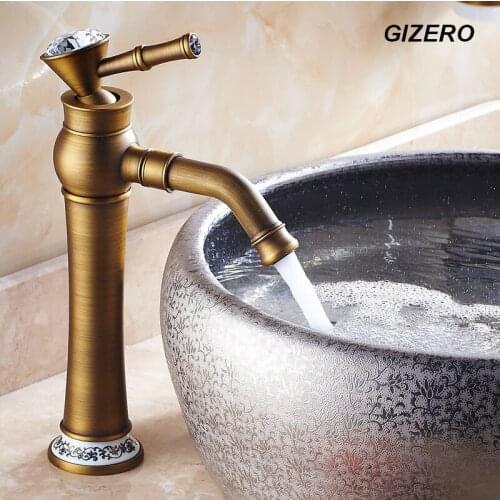 Classic Antique Faucet Bathroom Basin Mixer with Diamond Deck Mounted Swivel Spout Ceramic Base Basin Mixer Water Taps ZR157