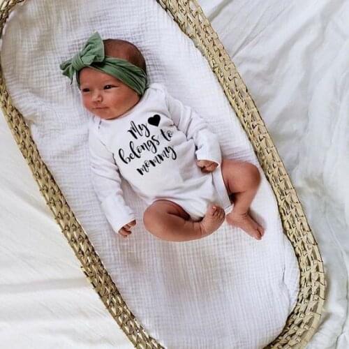 2020 Toddler Baby Girl Boys Romper My Heart Belong To Mommy Print Long Sleeve Letter Printed Jumpsuit Outfits Sunsuit Playsuit