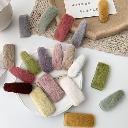 Candy Color Plush Hair Pins For Girls Hair Clips Baby Clips Hair Accessories Children Kids Hair Wear Barrettes Headdress