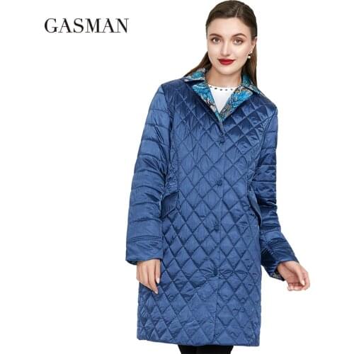 GASMAN Windproof long thin cotton jackets for Women spring warm parka buttons turtleneck down jacket Female raincoat autumn coat