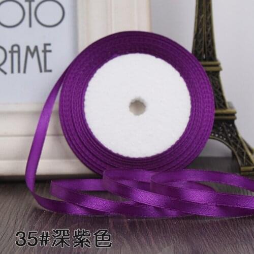 Hot 6mm (22 Meters) Dark Purple Silk Satin Organza Polyester Ribbon for Sewing Wedding Party Handmade Decor Webbing Gift Packing