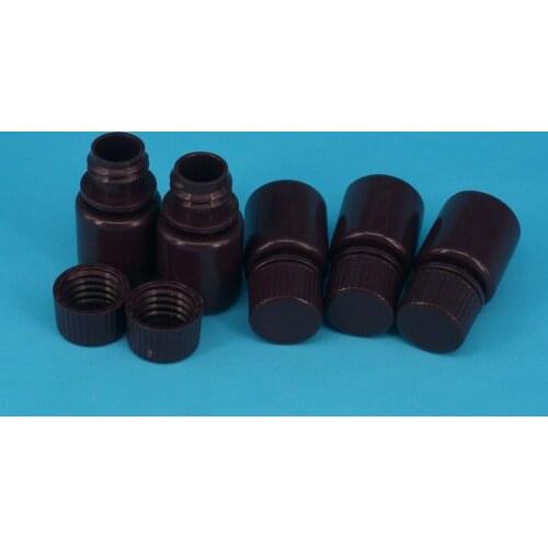 Lot5 15ml Brown PP Plastic Cylindrical Chemical Container Reagent Bottle