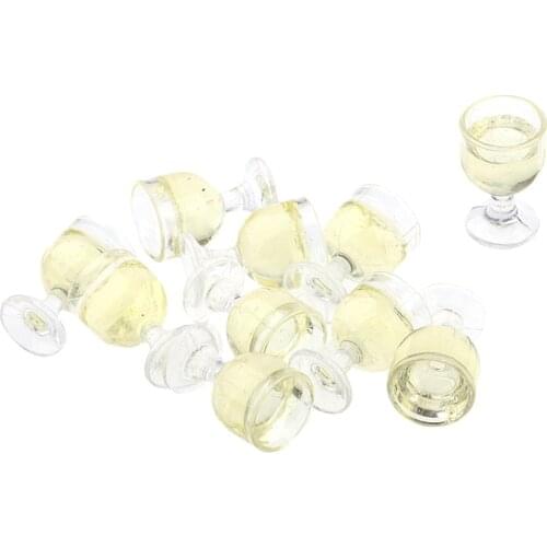 10 Pieces 1/12 Dollhouse Miniature Wine Glasses Goblet Room Accessory Yellow