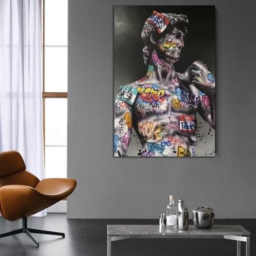 Fashion graffiti portrait posters vintage wall art printed painting modern living room sofa decoration canvas prints unframed