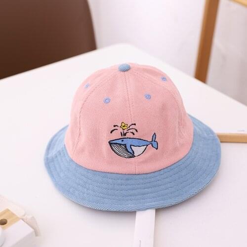 LDSLYJR Cartoon Whale animal embroidery Bucket Hat Fisherman Hat outdoor travel hat Sun Cap Hats for children boys and girls 77