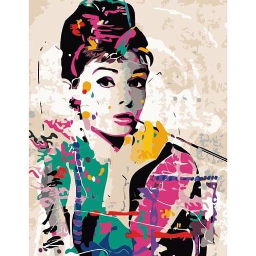 Audrey Hepburn elegant Figure DIY Digital Painting By Numbers Modern Wall Art Canvas Painting Unique Gift Home Decor 40x50cm