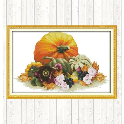 Pumpkin DIY Needlework Crafts Home Decor Patterns Kit 14CT 11CT Counted and Stamped Embroidery Needlework Sets Cross Stitch Kits