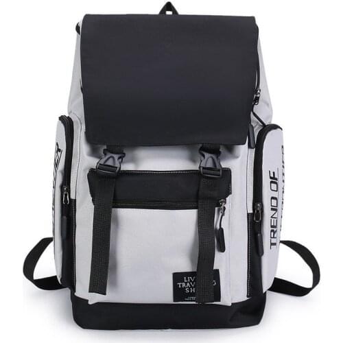 Nylon Backpack Men Large Capacity High College Students School Bags for Teenager Cool Bagpack Patchwork