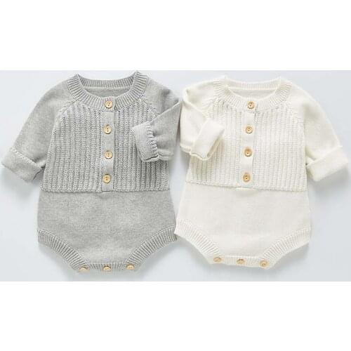 Autumn New Baby Girls Knitted Bodysuit Infant Jumpsuit Knitwear Outfits Newborn Sweater Baby Knit One-piece Clothing