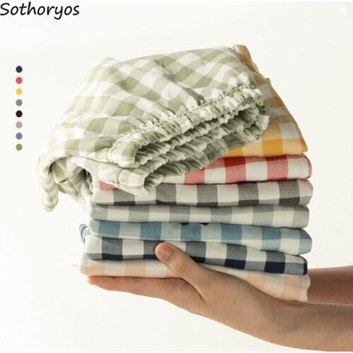 Sleep Bottoms Plaid Plus Size M-3XL Sweet Casual Pajama Cute Shorts Soft Sleepwear Elastic Waist Homewear Trendy Baggy Cotton