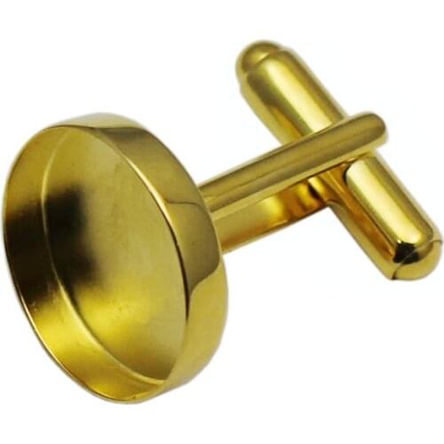 Beadsnice ID33624smt17 Sterling Silver Blank Cufflink Tray Jewelry Accessories 16/20mm Round Pad Base Cufflinks Settings