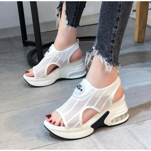 White Women Sandals platform Breathable Comfort Shopping Ladies Walking Shoes Wedge Heels Summer Platform Sandal Shoes Mujer